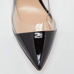 Pre Owned Gianvito Rossi Black Patent Leather and PVC Plexi Pumps Size 39.5