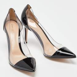 Pre Owned Gianvito Rossi Black Patent Leather and PVC Plexi Pumps Size 39.5