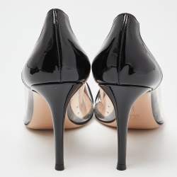 Pre Owned Gianvito Rossi Black Patent Leather and PVC Plexi Pumps Size 39.5