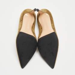 Pre Owned Gianvito Rossi Olive Green Suede Pointed Toe Pumps Size 36