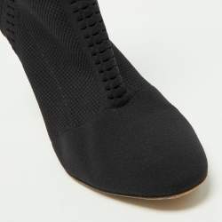 Pre Owned Gianvito Rossi Black Stretch Knit Thurlow Ankle Boots Size 40.5
