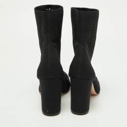 Pre Owned Gianvito Rossi Black Stretch Knit Thurlow Ankle Boots Size 40.5