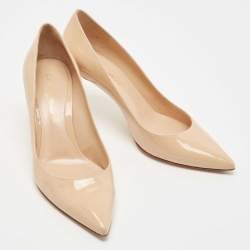 Pre Owned Gianvito Rossi Beige Patent Gianvito Pointed Toe Pumps Size 38