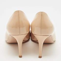 Pre Owned Gianvito Rossi Beige Patent Gianvito Pointed Toe Pumps Size 38