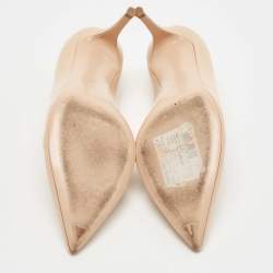 Pre Owned Gianvito Rossi Beige Patent Gianvito Pointed Toe Pumps Size 38