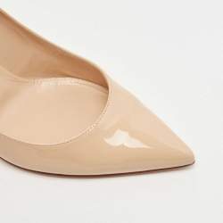 Pre Owned Gianvito Rossi Beige Patent Gianvito Pointed Toe Pumps Size 38