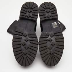 Pre Owned Gianvito Rossi Black Leather Buckle Combat Boots Size 40