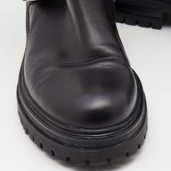 Pre Owned Gianvito Rossi Black Leather Buckle Combat Boots Size 40