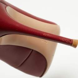 Gianvito Rossi Red Leather Vamp Peep Toe Ankle Booties Size 36