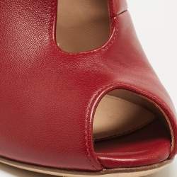 Gianvito Rossi Red Leather Vamp Peep Toe Ankle Booties Size 36