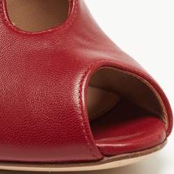 Gianvito Rossi Red Leather Vamp Peep Toe Ankle Booties Size 36