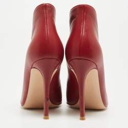 Gianvito Rossi Red Leather Vamp Peep Toe Ankle Booties Size 36