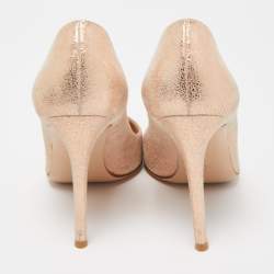 Pre Owned Gianvito Rossi Metallic Gold Suede Pointed Toe Pumps Size 38
