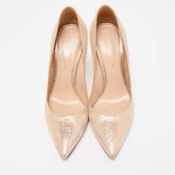 Pre Owned Gianvito Rossi Metallic Gold Suede Pointed Toe Pumps Size 38