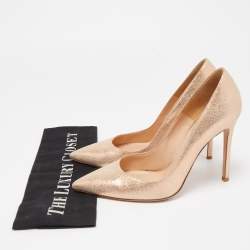 Pre Owned Gianvito Rossi Metallic Gold Suede Pointed Toe Pumps Size 38