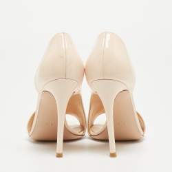 Pre Owned Gianvito Rossi Ivory Patent Asymmetic Heeled Pumps Size 38