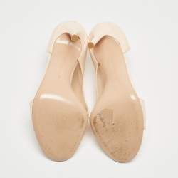 Pre Owned Gianvito Rossi Ivory Patent Asymmetic Heeled Pumps Size 38