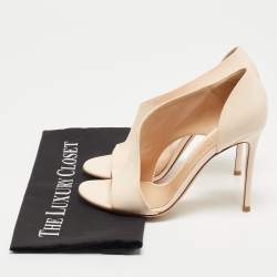 Pre Owned Gianvito Rossi Ivory Patent Asymmetic Heeled Pumps Size 38