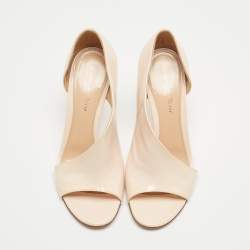 Pre Owned Gianvito Rossi Ivory Patent Asymmetic Heeled Pumps Size 38