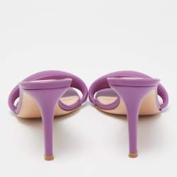Pre Owned Gianvito Rossi Purple Leather Bijoux Slides Size 38