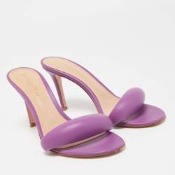 Pre Owned Gianvito Rossi Purple Leather Bijoux Slides Size 38