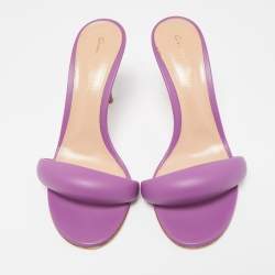 Pre Owned Gianvito Rossi Purple Leather Bijoux Slides Size 38