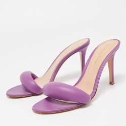 Pre Owned Gianvito Rossi Purple Leather Bijoux Slides Size 38