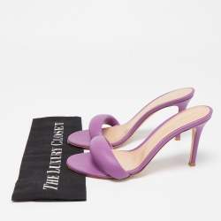 Pre Owned Gianvito Rossi Purple Leather Bijoux Slides Size 38