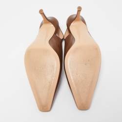 Pre Owned Gianvito Rossi Brown Leather Slingback Pumps Size 38