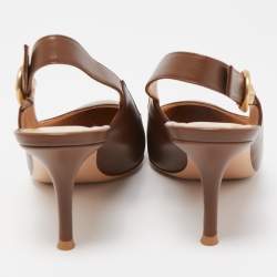 Pre Owned Gianvito Rossi Brown Leather Slingback Pumps Size 38