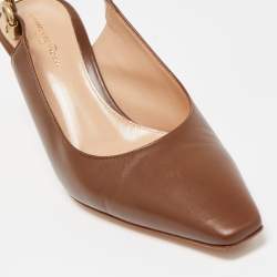 Pre Owned Gianvito Rossi Brown Leather Slingback Pumps Size 38