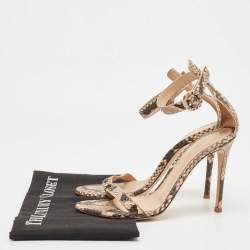 Pre Owned Gianvito Rossi Beige/Black Python Portofino Ankle Strap Sandals Size 38