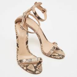 Pre Owned Gianvito Rossi Beige/Black Python Portofino Ankle Strap Sandals Size 38