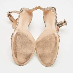 Pre Owned Gianvito Rossi Beige/Black Python Portofino Ankle Strap Sandals Size 38