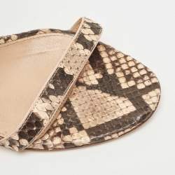Pre Owned Gianvito Rossi Beige/Black Python Portofino Ankle Strap Sandals Size 38