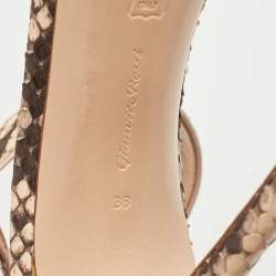 Pre Owned Gianvito Rossi Beige/Black Python Portofino Ankle Strap Sandals Size 38
