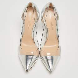 Gianvito Rossi Silver PVC and Leather Plexi Pumps Size 36