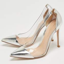 Gianvito Rossi Silver PVC and Leather Plexi Pumps Size 36