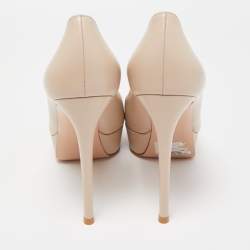 Gianvito Rossi Light Pink Leather Platform Pointed Toe Pumps Size 41