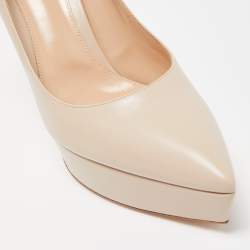 Gianvito Rossi Light Pink Leather Platform Pointed Toe Pumps Size 41