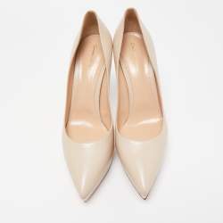 Gianvito Rossi Light Pink Leather Platform Pointed Toe Pumps Size 41