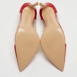 Pre Owned Gianvito Rossi Red Patent Leather and PVC Plexi Pumps Size 39