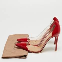 Pre Owned Gianvito Rossi Red Patent Leather and PVC Plexi Pumps Size 39