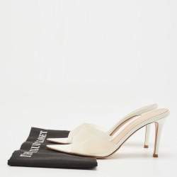 Pre Owned Gianvito Rossi White PVC Elle 105 Slide Sandals Size 38