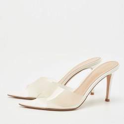 Pre Owned Gianvito Rossi White PVC Elle 105 Slide Sandals Size 38