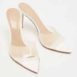Pre Owned Gianvito Rossi White PVC Elle 105 Slide Sandals Size 38
