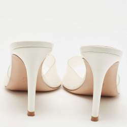 Pre Owned Gianvito Rossi White PVC Elle 105 Slide Sandals Size 38