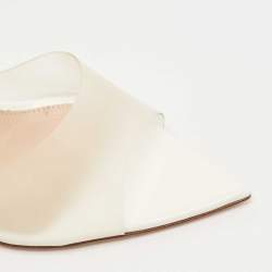 Pre Owned Gianvito Rossi White PVC Elle 105 Slide Sandals Size 38