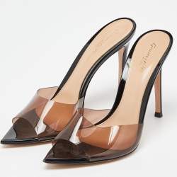 Pre Owned Gianvito Rossi Brown PVC Elle Slide Sandals Size 37