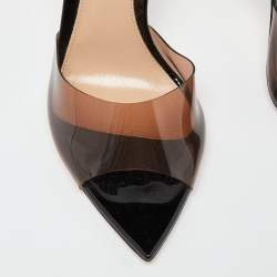 Pre Owned Gianvito Rossi Brown PVC Elle Slide Sandals Size 37